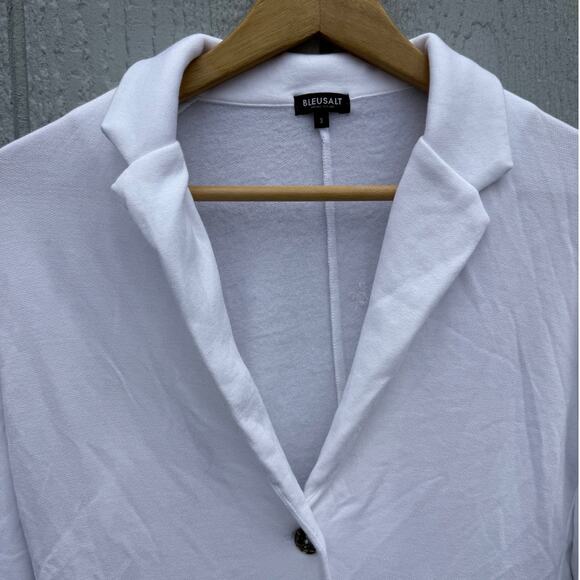BLEUSALT white lensing modal ultra soft Schoolboy knit short blazer jacket top - Picture 8 of 10